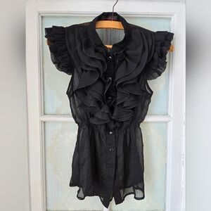 Urban Behavior Black Sheer Ruffle Blouse XS/P